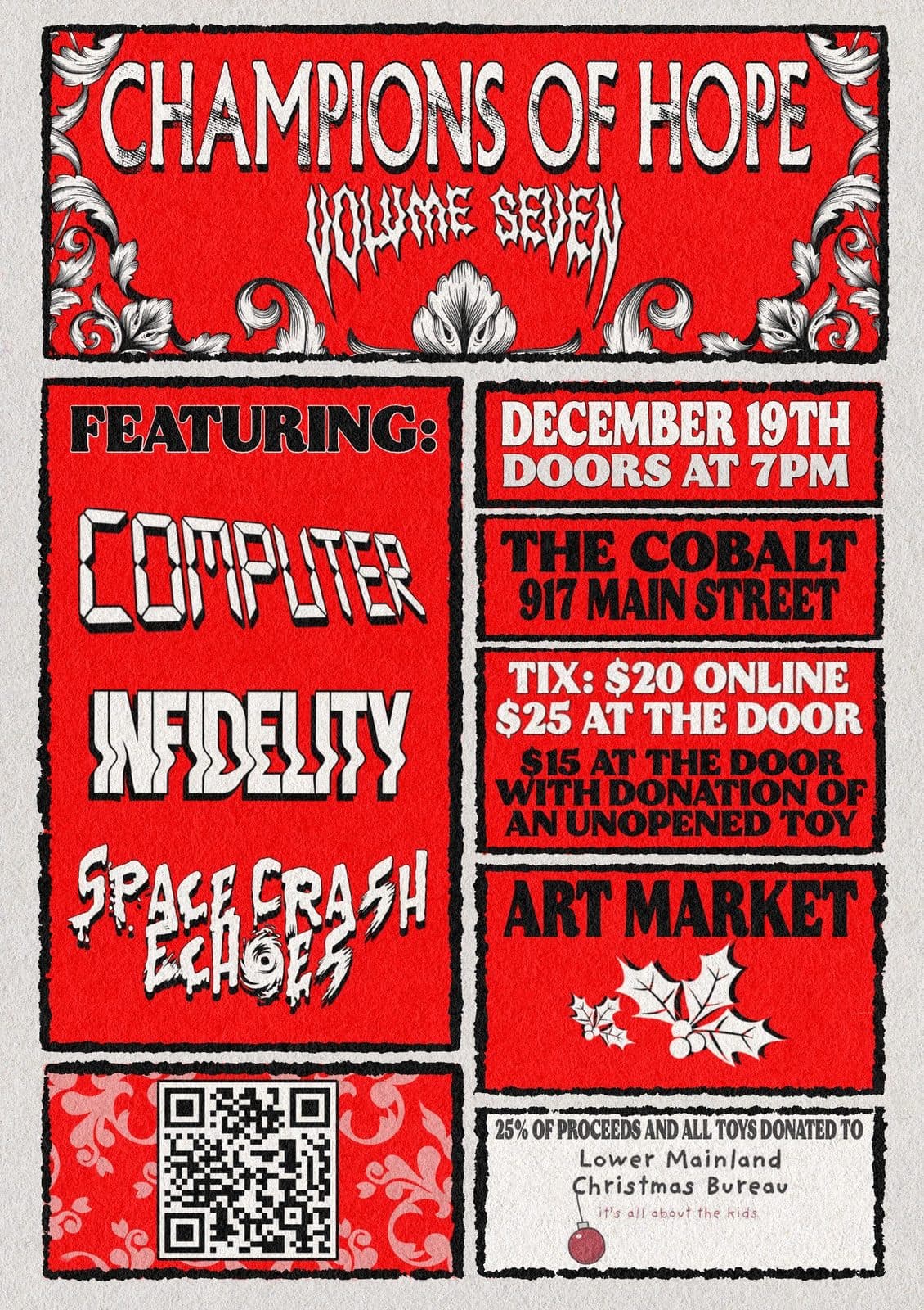 Champions of Hope Volume Seven poster for the Lower Mainland Christmas Bureau at The Cobalt